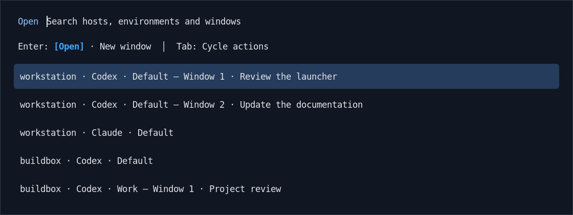 Agent Plus Rofi picker with local and remote example environments and native TUI windows
